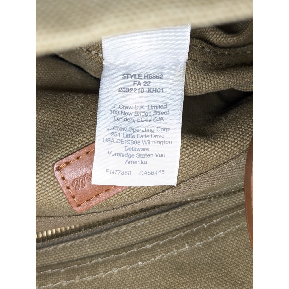 Madewell Canvas Leather Tote Bag Green Utility School Grocery Granola Beach - Picture 8 of 10